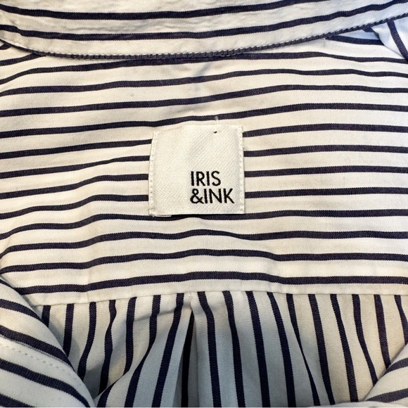 Iris & Ink By The Outnet Striped Open Ruffle Whimsy Sleeve Top Sz UK 8 (US 4) - Picture 7 of 9